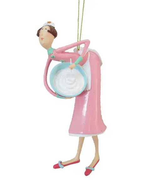 8" Baking Angel With Bowl Ornament 4 8" Baking Angel With Bowl Ornament - Image 2