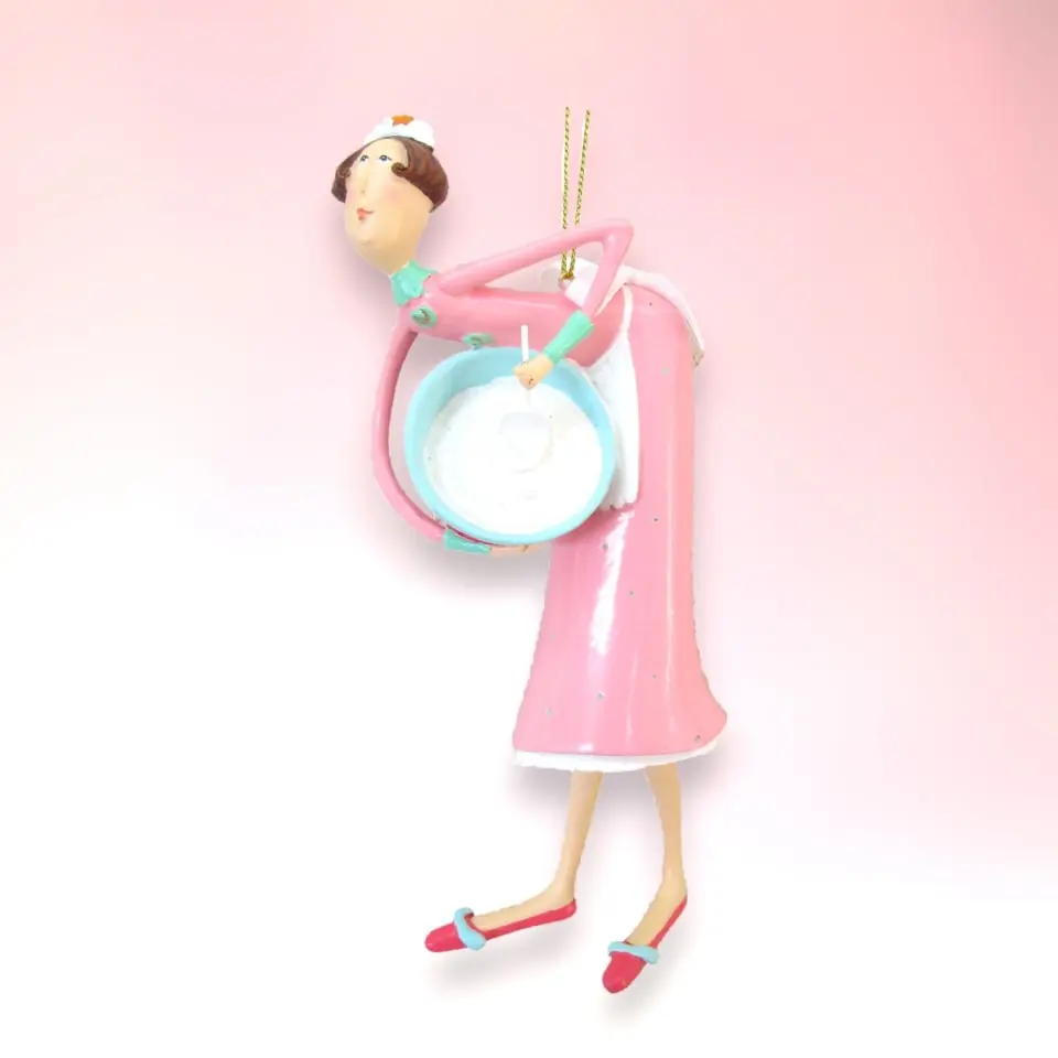 8" Baking Angel With Bowl Ornament 3 8" Baking Angel With Bowl Ornament