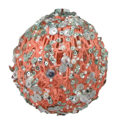 Coral Mesh Ball Ornament Set Of 2 4 Coral Mesh Ball Ornament Set Of 2 - Image 2