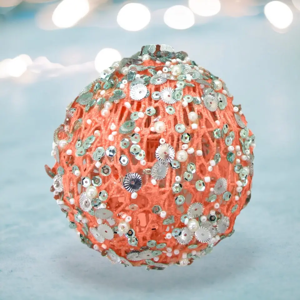 Coral Mesh Ball Ornament Set Of 2 3 Coral Mesh Ball Ornament Set Of 2