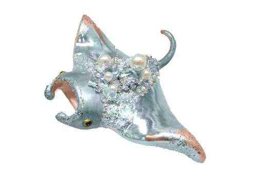 4" Jeweled Manta Ray Ornament 4 4" Jeweled Manta Ray Ornament - Image 2