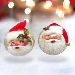 Santa Ornament Set Of 2