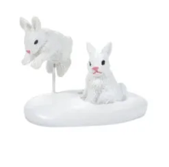 Village Accessory White Christmas Bunnies