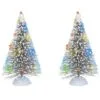 Village Accessory Lit Frosted White Sisal Pair Of Trees