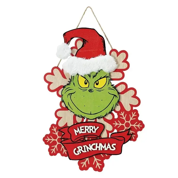 Grinch Village 14" Grinch Door Decor 3 Grinch Village 14" Grinch Door Decor