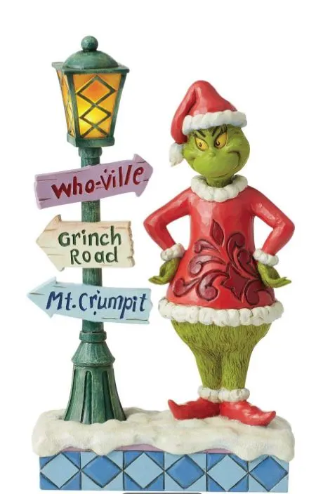 Grinch Village 10" Grinch By Lit Lamppost 3 Grinch Village 10" Grinch By Lit Lamppost