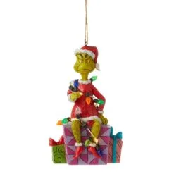 Grinch Village 4" Grinch On Present Ornament