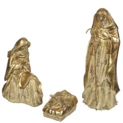 12" Metallic Gold Holy Family Set Of 3