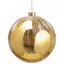 6" Gold & White Glitter Ball Set Of 2