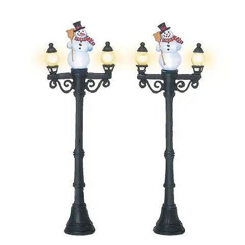 Village Accessory Snowman Street Lights Pack Of 2 3 Village Accessory Snowman Street Lights Pack Of 2