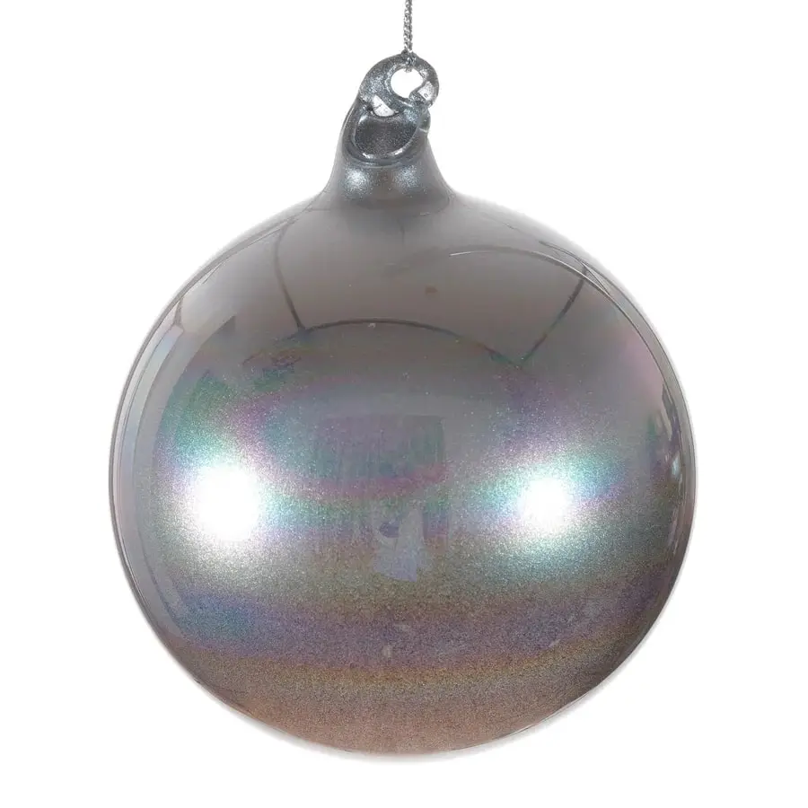 5" Silver Pearl Bubblegum Glass Ornament 3 5" Silver Pearl Bubblegum Glass Ornament