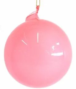 3" Pink Bubblegum Glass Ornament Box Of 6