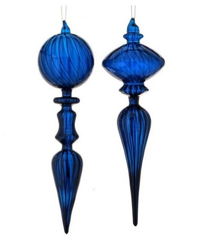 12" Midnight Blue Glass Finial Set Of 4 3 12" Midnight Blue Glass Finial Set Of 4