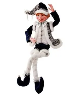 30" Blue & Silver Winter Solstice Bendable Elf Ornament