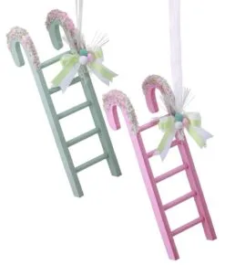 12" Candy Cane Ladder Ornament Set Of 6