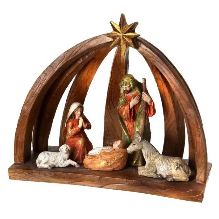 15" Nativity In An Arch Creche With Star 3 15" Nativity In An Arch Creche With Star