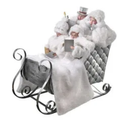 19" White Frosted Carolers In Sleigh