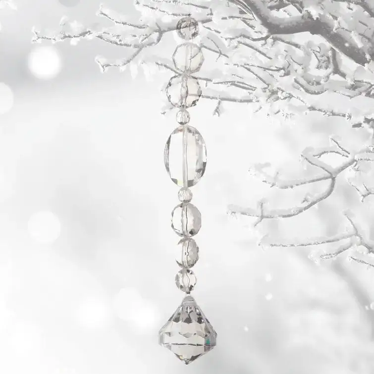 7" Clear Jewel Drop Set Of 12 3 7" Clear Jewel Drop Set Of 12