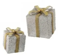 8" & 10" Silver & Gold Beaded Gift Box Set Of 2
