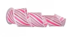 4" X 10 YD Pom Pom Edged Candy Striped Ribbon