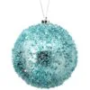 4" Blue Iced Metallic Ball Set Of 12