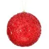 6" Red Iced Metallic Ball Set Of 6 -Christmas decorations Shop 4390283823