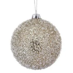 4" Platinum Beaded Glass Ball Set Of 6