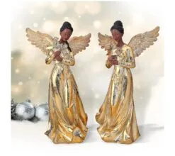 14" Gold Regal Angel Set Of 2