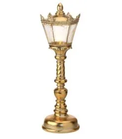 16" Gold Battery Operated LED Gilded Ornate Lamp Post