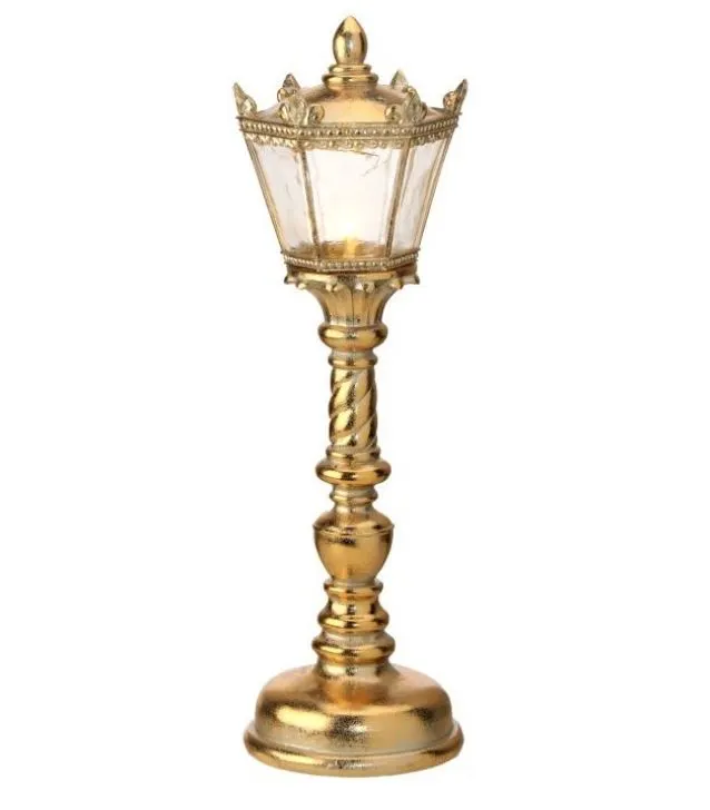 16" Gold Battery Operated LED Gilded Ornate Lamp Post 3 16" Gold Battery Operated LED Gilded Ornate Lamp Post