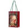 9" Santa Plaid Bag Battery Operated Water Globe