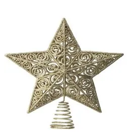 12" Gold Glitter Star Tree Topper 3 12" Gold Glitter Star Tree Topper