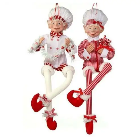 30" Red & White Bendable Candy Elf Ornament Set Of 2 3 30" Red & White Bendable Candy Elf Ornament Set Of 2