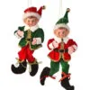 9" Fabric Red & Green Tidings Bendable Elf Assorted Set Of 2 -Christmas decorations Shop 4390303507