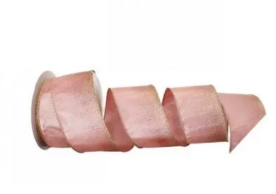2.5" X 10 YD Metallic Pink With Champagne Sparkle Ribbon 3 2.5" X 10 YD Metallic Pink With Champagne Sparkle Ribbon