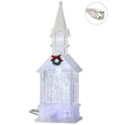 11" Crystal Church Battery Operated Water Globe