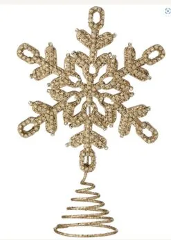10.5" Champagne Jeweled Snowflake Tree Topper