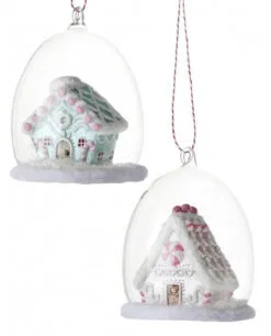 5" Pink & Mint Candy House Set Of 2