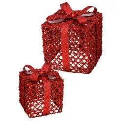 6" & 8" Red Metal Gift Box Set