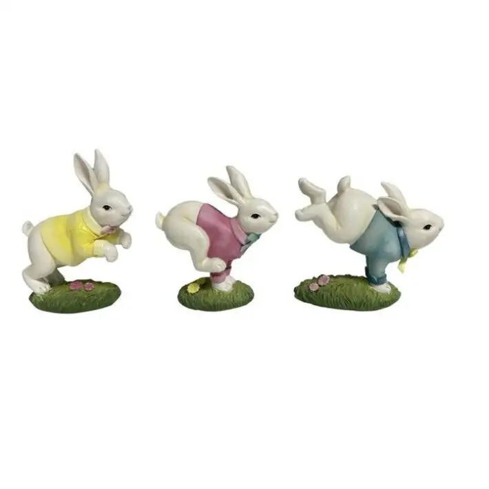 5" - 5.75" Resin Hopping Bunnies Assorted Set Of 3 3 5" - 5.75" Resin Hopping Bunnies Assorted Set Of 3