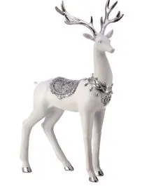 18" White & Silver Standing Deer
