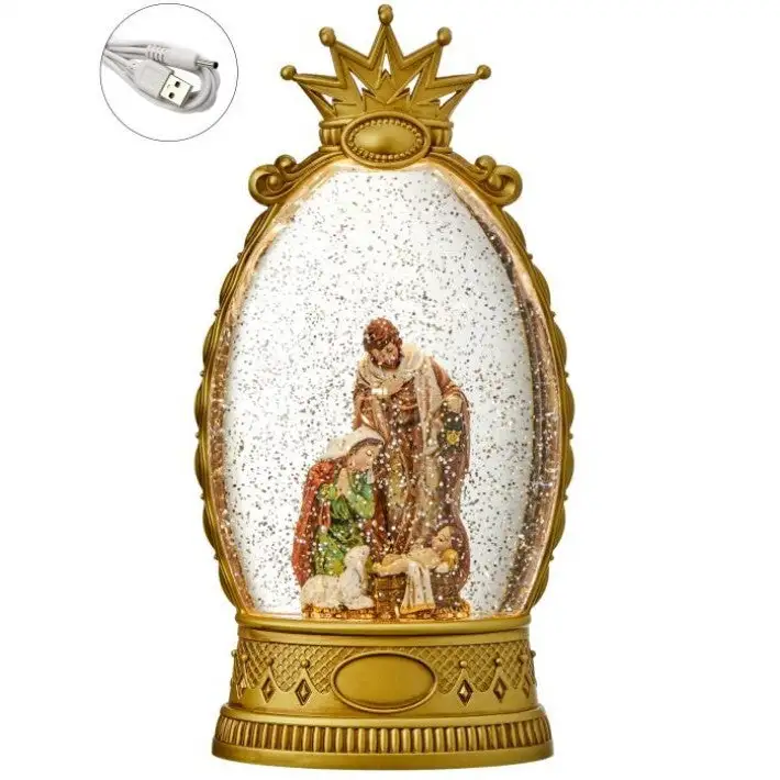10.5" Holy Family Crown Battery Operated Water Globe 3 10.5" Holy Family Crown Battery Operated Water Globe