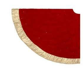 48" Red & Gold Trim Velvet Tree Skirt 3 48" Red & Gold Trim Velvet Tree Skirt