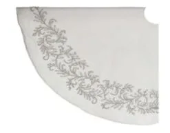 52" White & Silver Beaded Filigree Tree Skirt