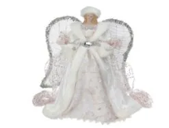 16" White & Silver Angel Topper