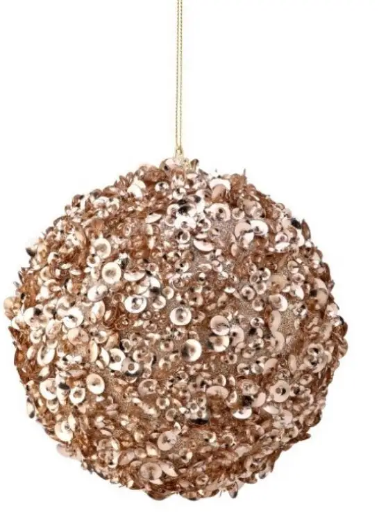 6" Champagne Sequin Ball Set Of 6 3 6" Champagne Sequin Ball Set Of 6