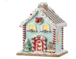 8.5" Sweets Blue Gingerbread House