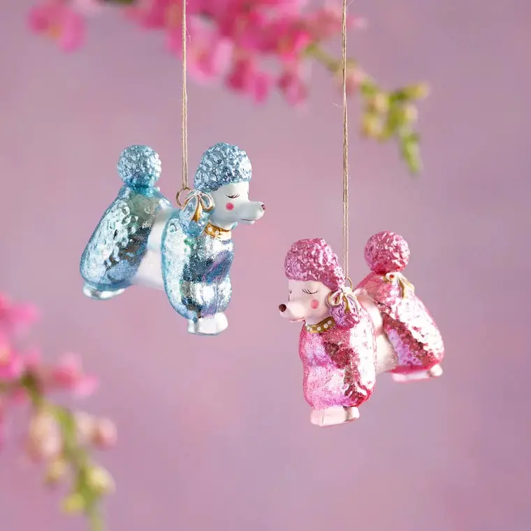 Glitterville Studios 4" Poodle Ornaments Assorted Set Of 2 3 Glitterville Studios 4" Poodle Ornaments Assorted Set Of 2