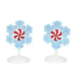 Village Accessory Lit Peppermint Snowflakes