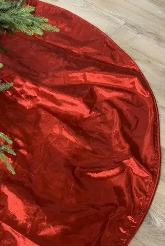 72" Red Metallic Dupion Tree Skirt 3 72" Red Metallic Dupion Tree Skirt